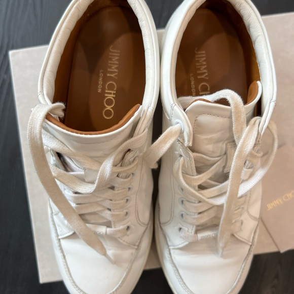 Jimmy Choo Miami White Leather Logo Tag Nneakers - Picture 8 of 16